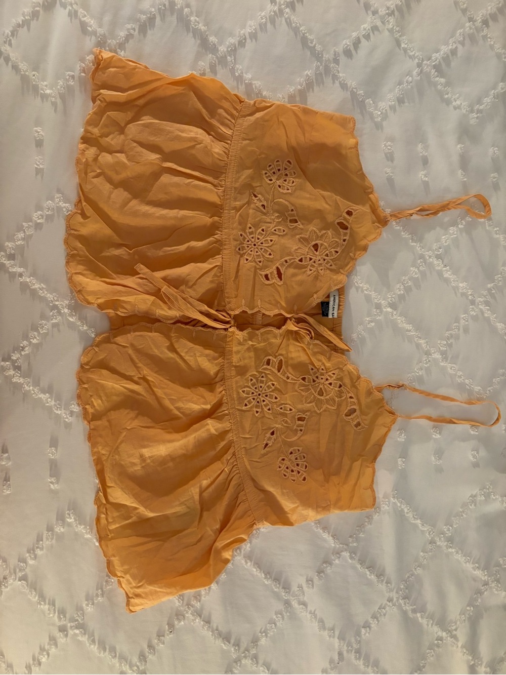 American Eagle Orange Embroidered Women's Tank Top